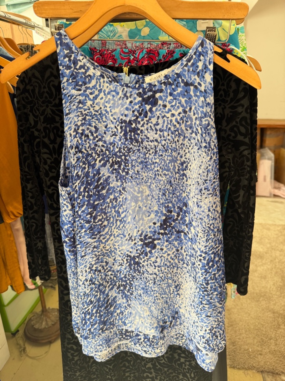 Violet & Claire Blue Speckled Top